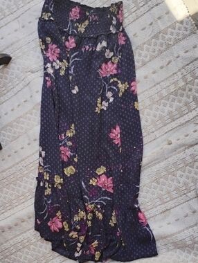 DR2 Navy Maxi Skirt with Pink & Yellow Floral Print